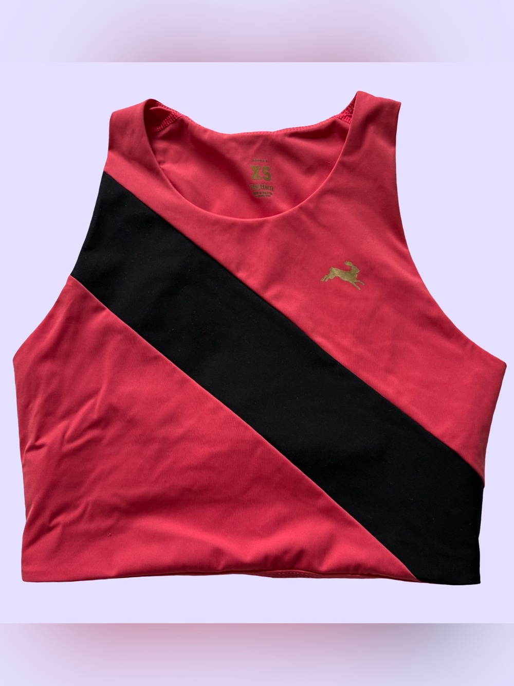 Tracksmith Bell Lap Crop Top Running Racerback Stripe Sports Racing Bra